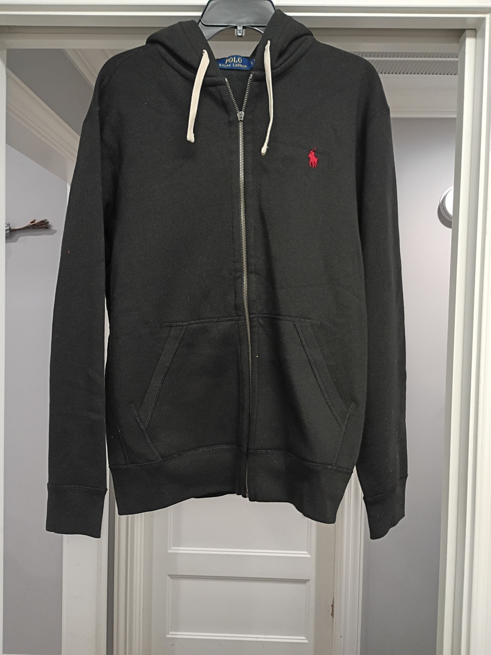 Polo by Ralph Lauren Black Zip Hoodie with Red Logo W/ Defect